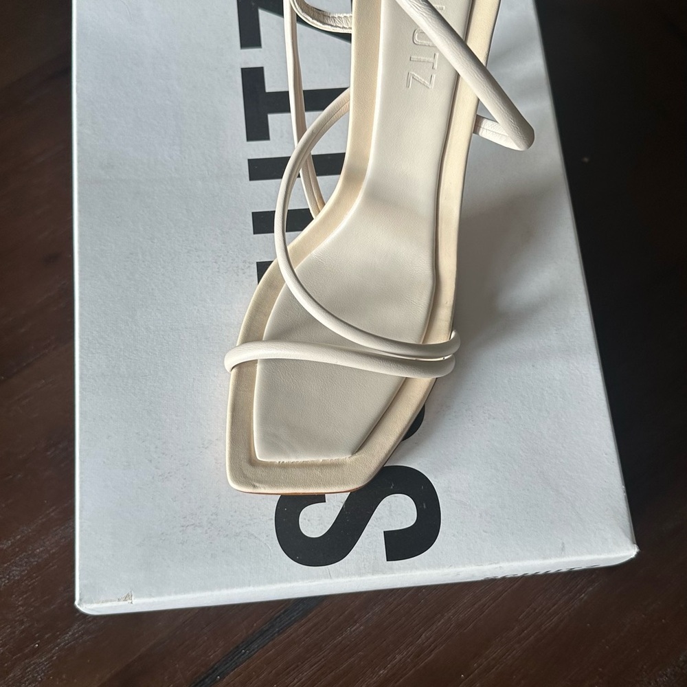 SCHUTZ Cream Strappy Heels Modern Design